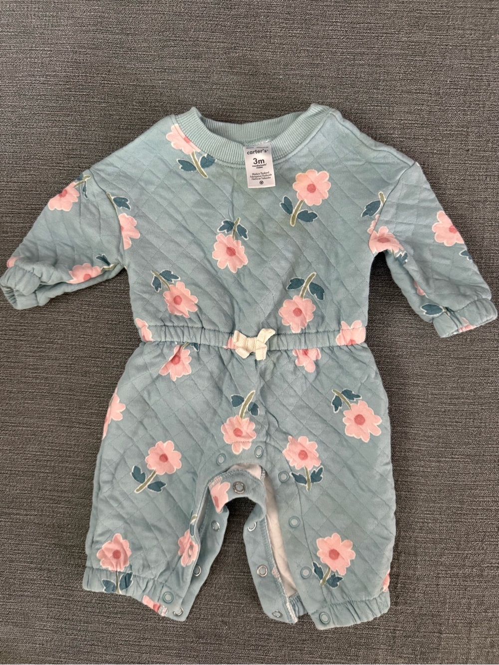 Carter's Quilted Light Blue Floral Baby One-Piece
